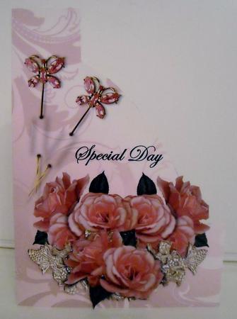 Abstract Shaped Card Vintage Wedding Roses by Pam Stubley