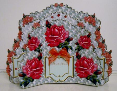 Triple Layer Gatefold - Vintage Red Roses by Pam Stubley
