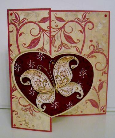 Butterfly in Gold & Burgundy No Hole Fold Back Mini Kit by Pam Stubley