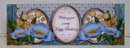 Teal Poppy Happy Birthday Large Dl Decoupage Card Kit by Pam Stubley