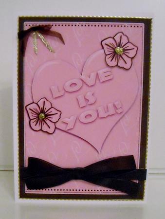 Valentine's Day Quick Card Pink and Brown by Pam Stubley