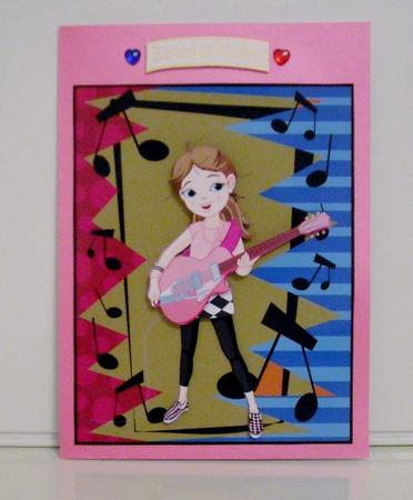 Music Girl Card Front with Decoupage by Pam Stubley
