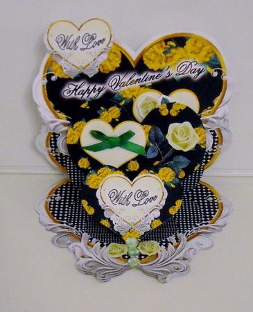 Triple Heart Yellow Rose Easel Kit by Pam Stubley