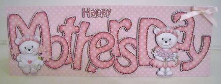 Mothers Day Teddies Large Dl Quick Card 3D Decoupae by Pam Stubley