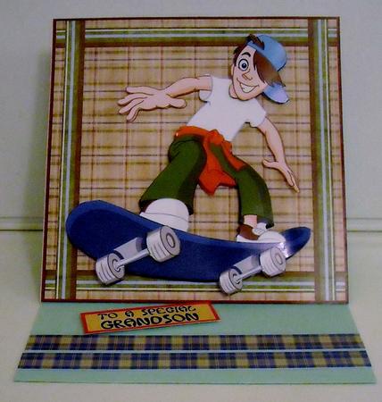 Teenage Boy Skateboarder Card Front with Decoupage by Pam Stubley