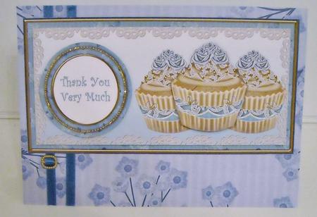 Teal Vintage Cupcake Thank You Dl Topper by Pam Stubley
