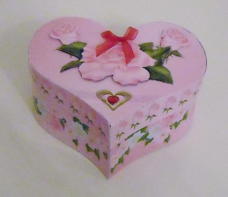 Heart Shaped Box - Pink Roses by Pam Stubley