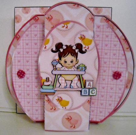Sweet Baby Girl 4 Fold Card & Envelope by Pam Stubley