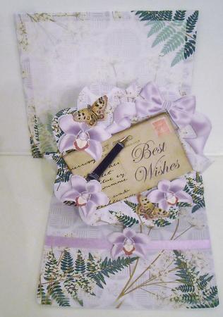 Lilac Orchid Best Wishes Easel Bracket Card & Envelope Kit by Pam Stubley