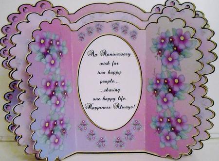 Scalloped Layered Gatefold - Pink Floral Anniversary by Pam Stubley