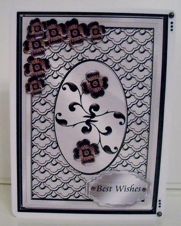 Black Flowers on Silver by Pam Stubley