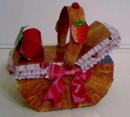 Strawberries & Cream Picnic Basket Treat Holder by Pam Stubley