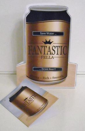 Fantastic Fella Beer Can Shaped Card with Decoupage by Pam Stubley