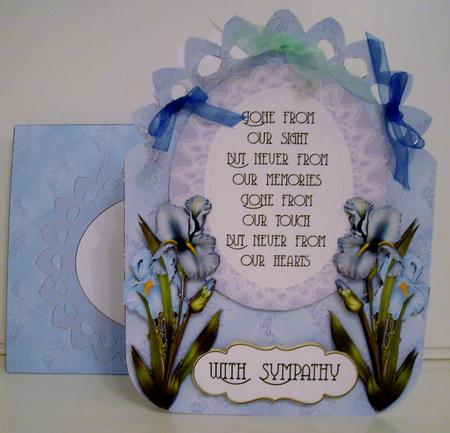 Ribbon Top Card - Blue Irises Sympathy by Pam Stubley