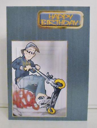 Scooter Dude Blue Pyramid by Pam Stubley
