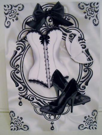 Black and White Basque with Shoes in Ornate Frame by Pam Stubley