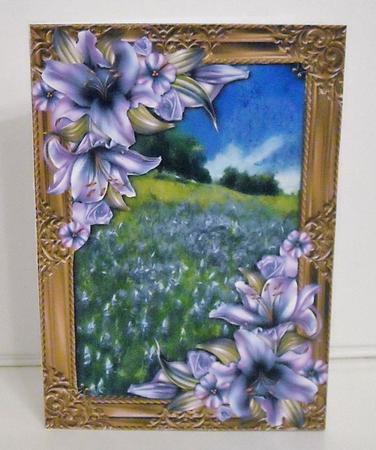 Watercoloured Summer Meadow & Purple Lilies + Extra Frame by Pam Stubley