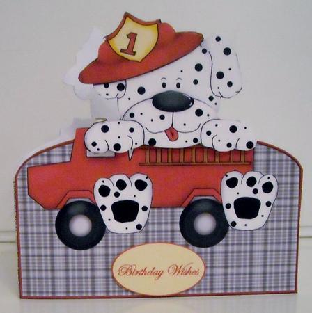 Fireman Dog Over the Edge Cut and Fold Card by Pam Stubley