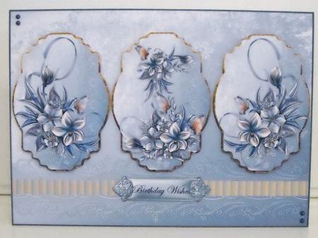 Winter Flowers Panel Card with Toppers and Sentiment Tags by Pam Stubley
