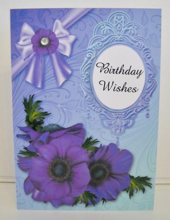 Purple Anemones & Bow Birthday - Quick Card by Pam Stubley