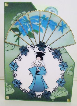 Over the Edge Oriental Fan by Pam Stubley