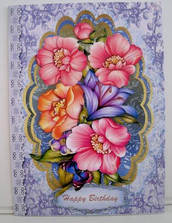 Beautiful Spray of English Roses on a Lace Mat by Pam Stubley