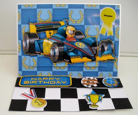 Formula 1 Racing Car Dude (blue) Pyramid by Pam Stubley