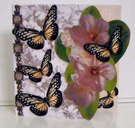 Gold Butterflies & Flowers Over the Edge Card Top & Decoupag by Pam Stubley