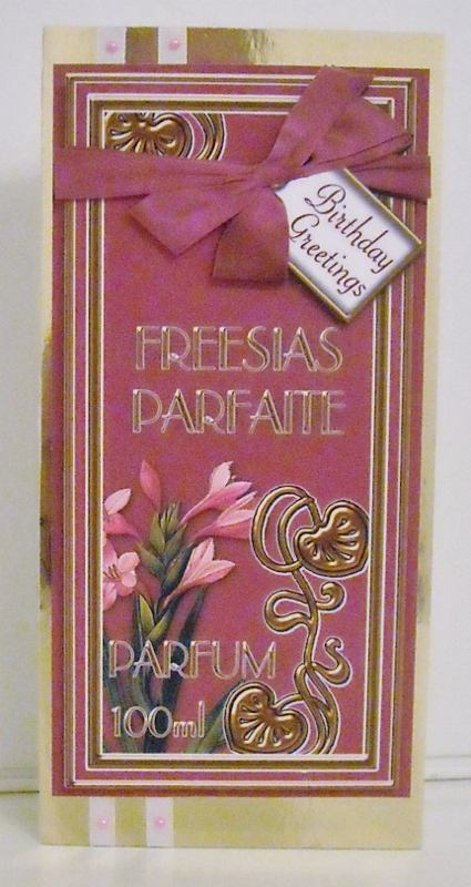 Freesia Pink Perfume Birthday Greetings Dl Topdown Topper by Pam Stubley