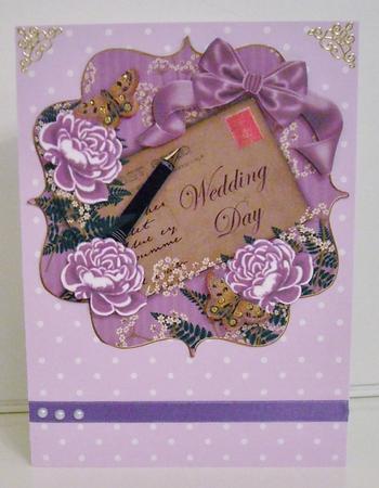 Lilac Roses Wedding Day 6in Bracket Decoupage Topper by Pam Stubley