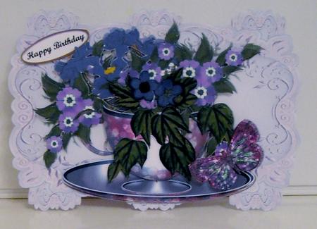 Mauve Strip Card Mini Kit - Posy in a Teacup by Pam Stubley