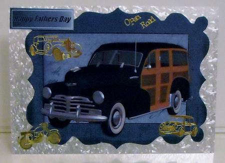 1948 Blue Vintage Woody in Script Frame by Pam Stubley
