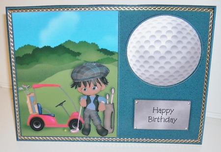 Out Golfing Card Front with Decoupage by Pam Stubley