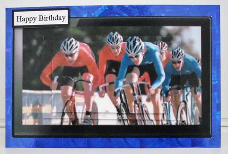 Speed Bike Race Pyramid Card Topper by Pam Stubley