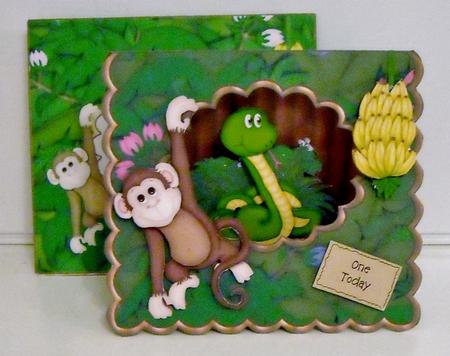 Monkey Business in the Jungle Scalloped Tent Card Kit by Pam Stubley