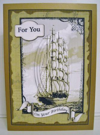 Tall Ship Male Birthday Card by Pam Stubley