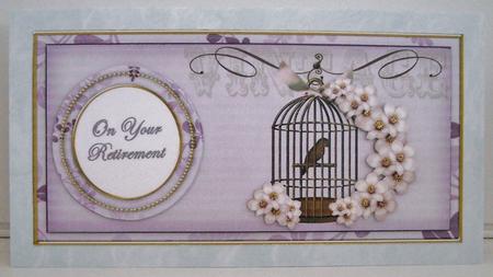 Lilac Birdcage Your Retirement Dl Decoupage Topper by Pam Stubley