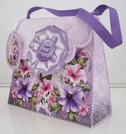 Handbag Gift Box Purple Petunias by Pam Stubley