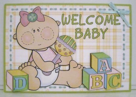 Building Blocks - Baby Girl with Rattle by Pam Stubley