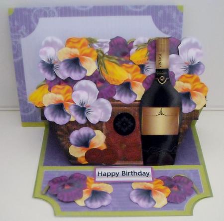 Pansy Gift Basket Easel Card Kit by Pam Stubley