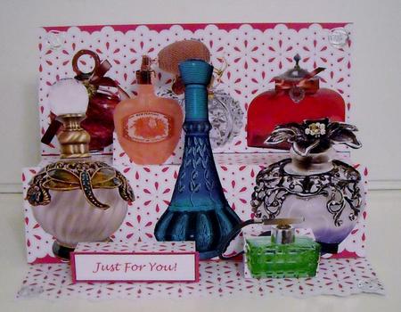 Ladies Perfume & Scent Bottles - Giant 3D -a4 Easel Card Kit by Pam Stubley