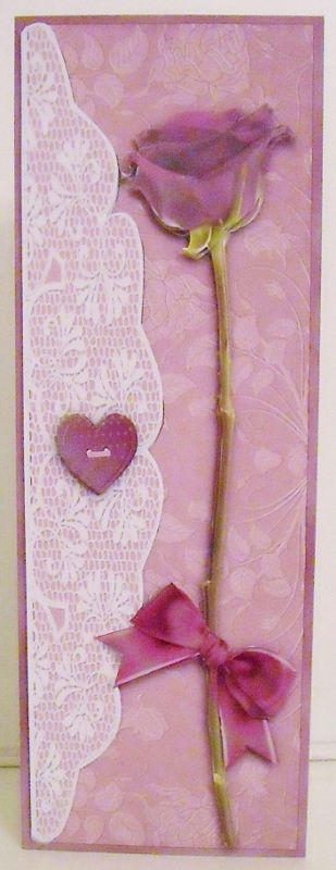 Purple Rose - Large Dl Card Front with Decoupage by Pam Stubley