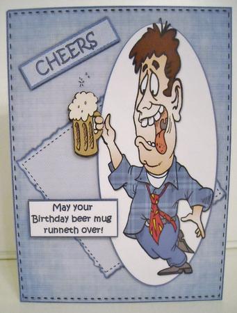 Joey and His Birthday Beer Quick Card by Pam Stubley