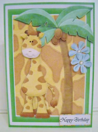 Lovely Tall Giraffe in Green Chunky Frame by Pam Stubley