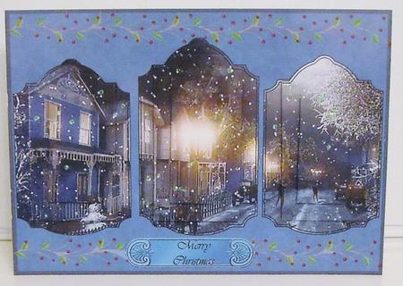 Snowy Night Scene Tryptic by Pam Stubley