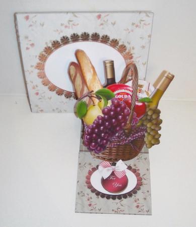 Wine & Cheese Picnic Basket Easel Card & Envelope by Pam Stubley