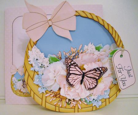 3D Pastel Flowers & Butterflies Rocking Baskets by Pam Stubley