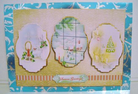 Christmas Vintage Window Scenes Panel Card by Pam Stubley