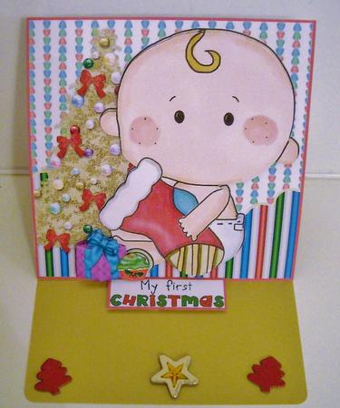 6 Inch Card - Stocking Baby by Pam Stubley