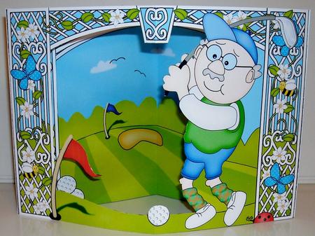 3D Bert Plays Golf Scene It Card Kit by Pam Stubley